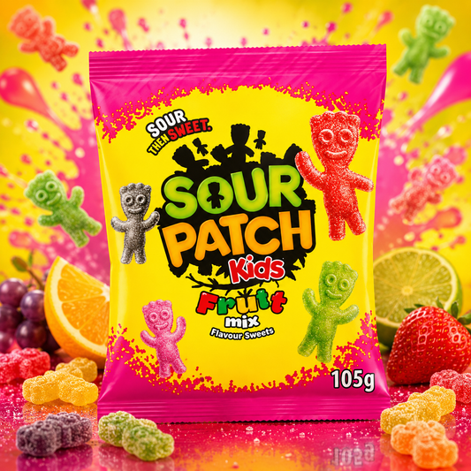 Sour Patch Kids Fruit Mix 105g – Vegyes Gyümölcsízű Savanyú Gumicukor