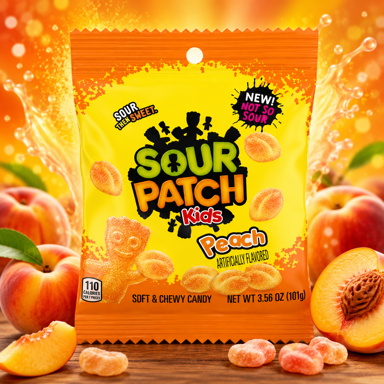 Sour Patch Kids Peach 102g – Barack Ízű Savanyú Gumicukor