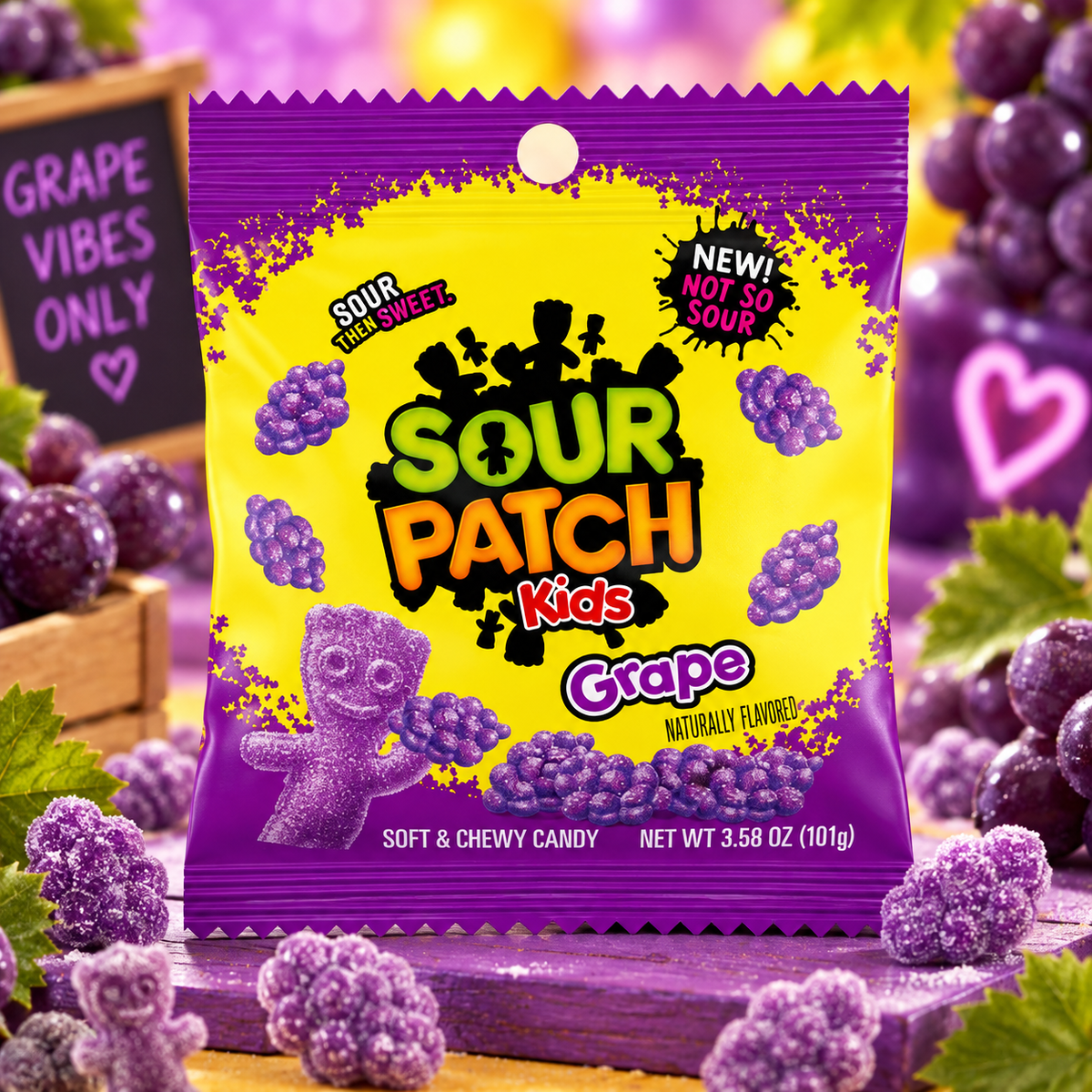 Sour Patch Kids Grape 101 g - Szőlőízű savanyú gumicukor 101 g