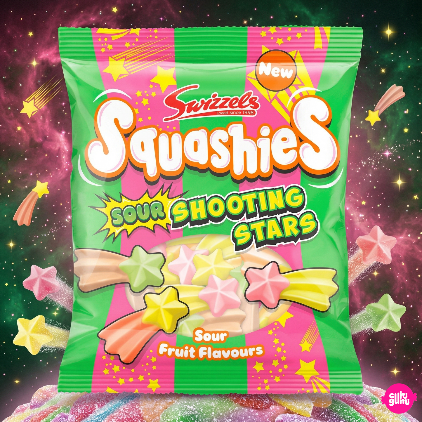 Squashies Sour Shooting Stars 100 g - Savanyú gyümölcsös csillag gumicukor