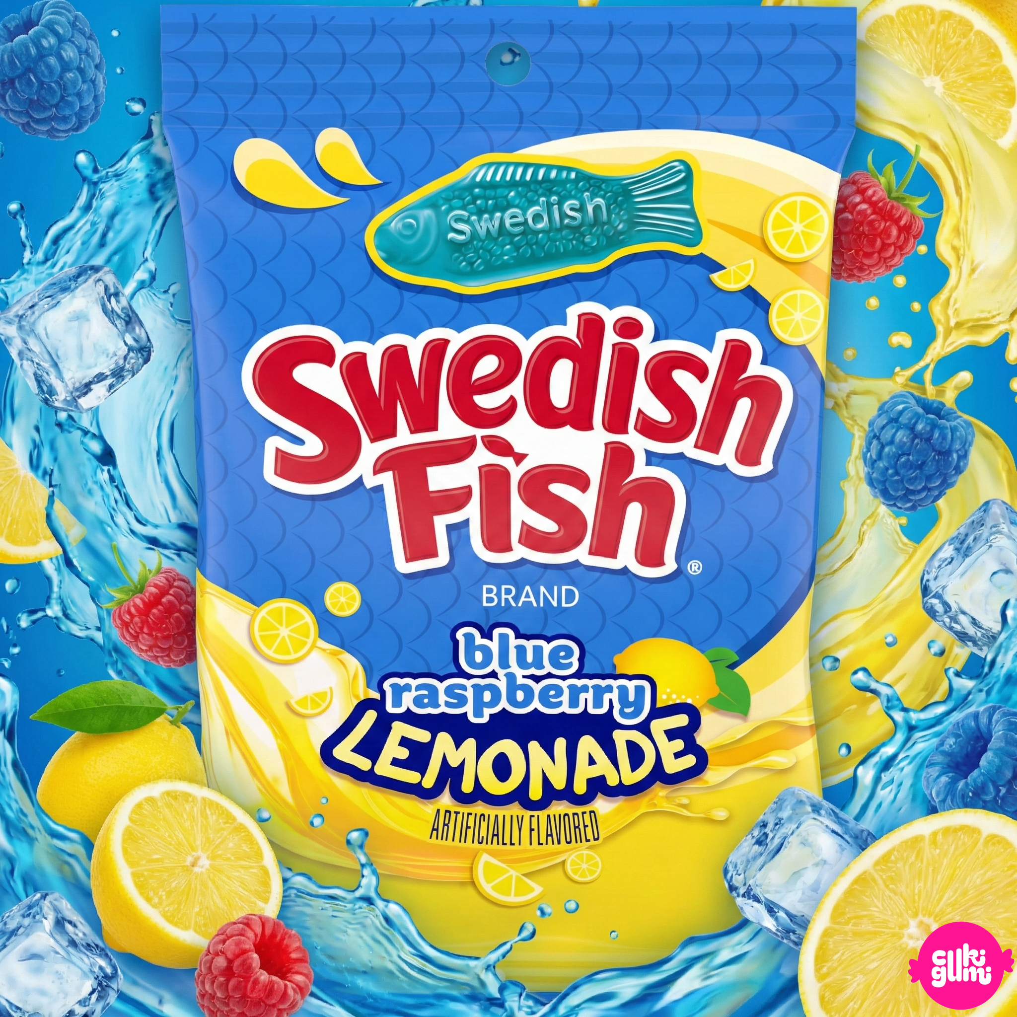 Swedish Fish Blue Raspberry-Lemonade Gummy Candy 102 g