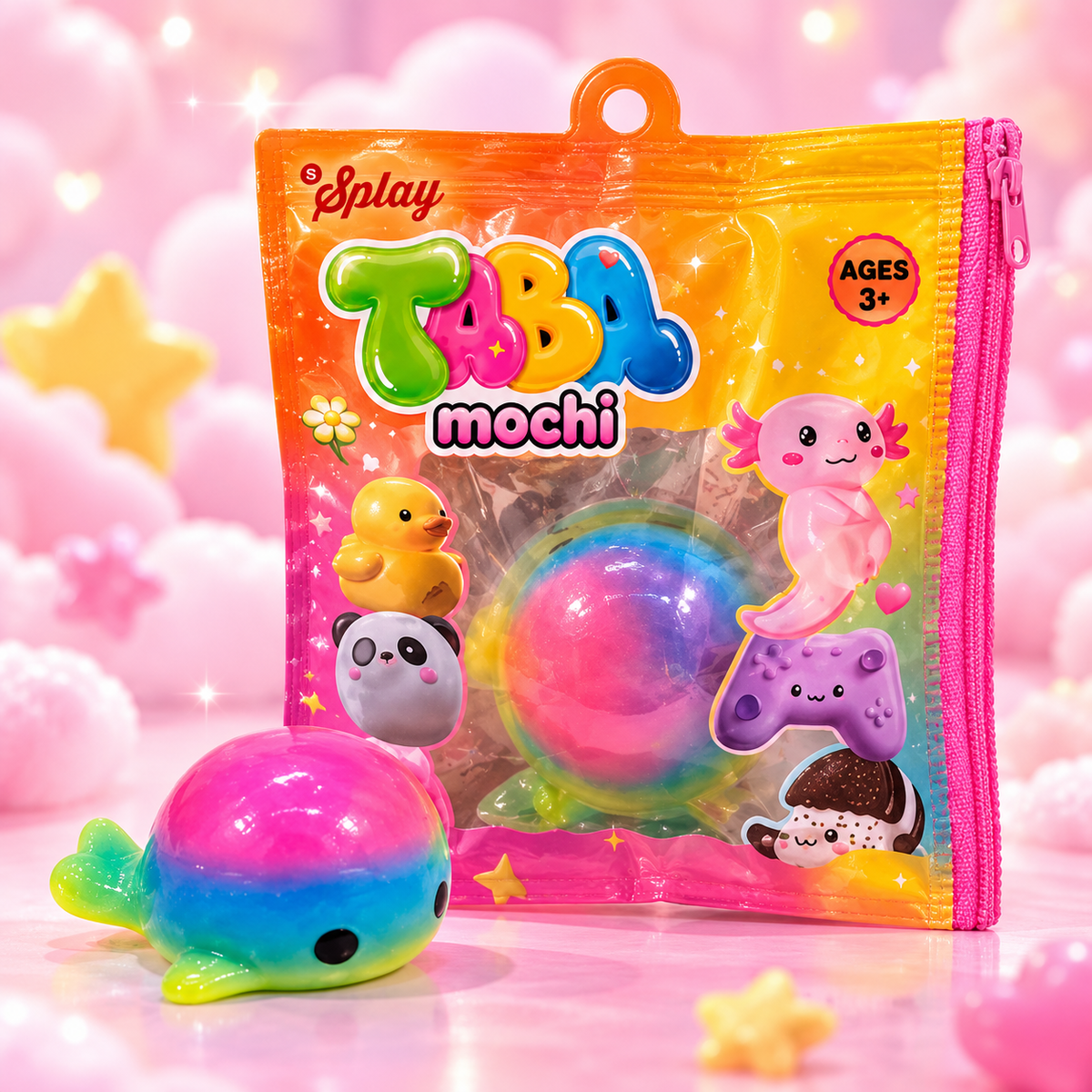 Taba Mochi Whale – Bálnás nyomkodható szenzoros játék 5 cm – Vegyes modell