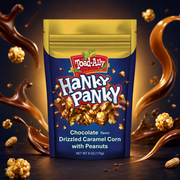 Toad-Ally Snax Hanky Panky 170 g – Karamell-Popcorn mit Schokoladenüberzug und Erdnüssen