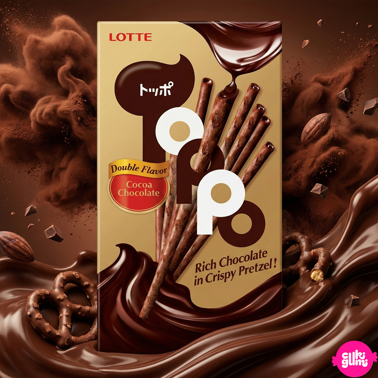 Toppo Cacao Chocolate – Kakaós kekszrúd csokoládés krémmel töltve 40 g