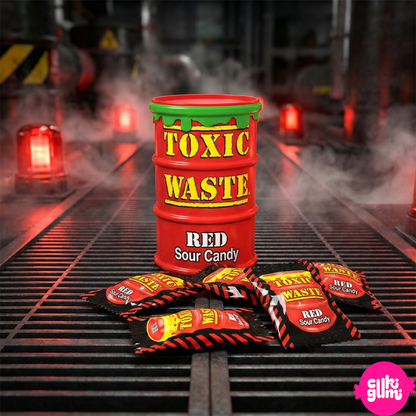 Toxic Waste Sour Candy Drum piros savanyú cukorka
