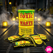 Toxic Waste Sour Candy Drum Yellow sárga savanyú cukorkák