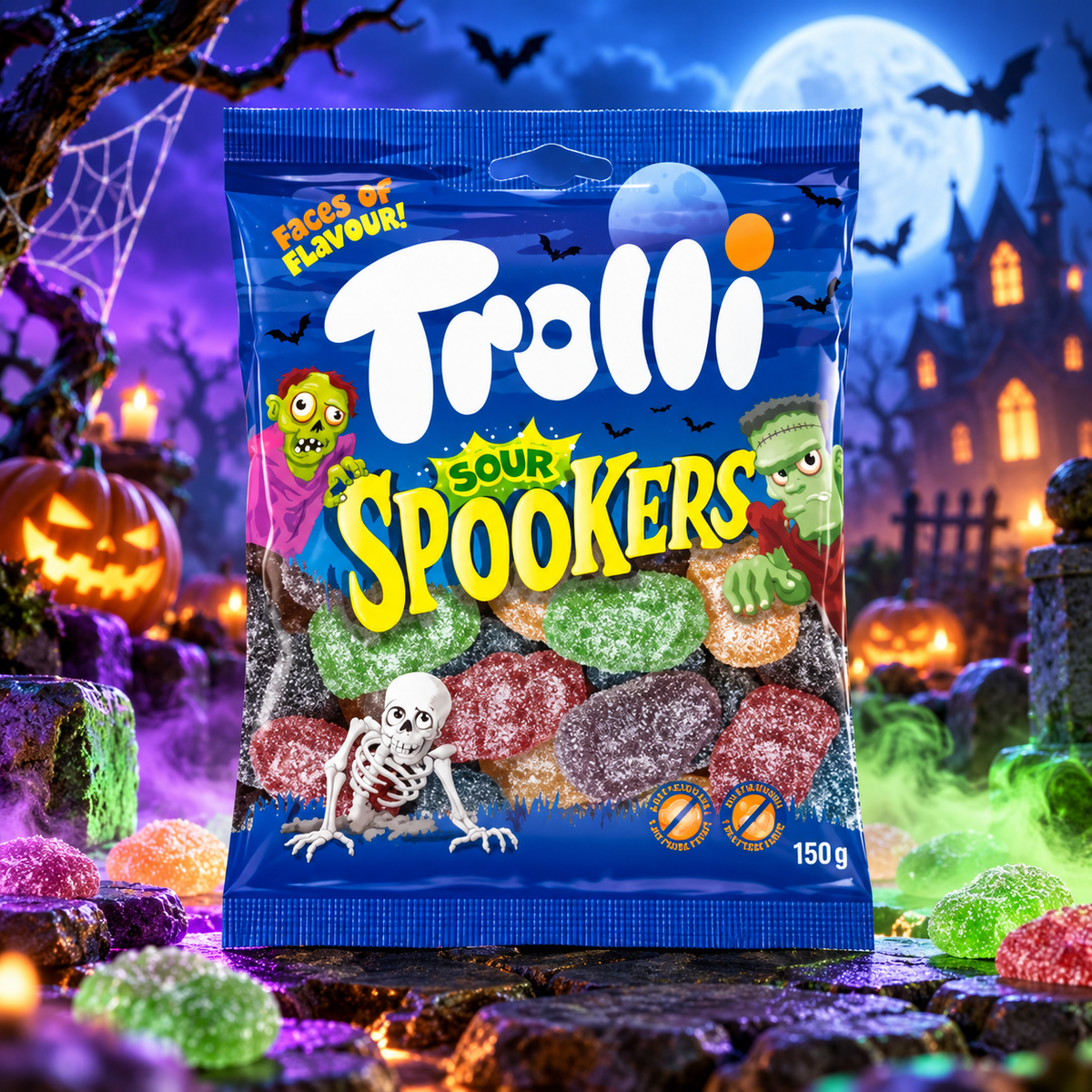 Trolli Sour Spookers – Savanyú Halloween gumicukor 150 g