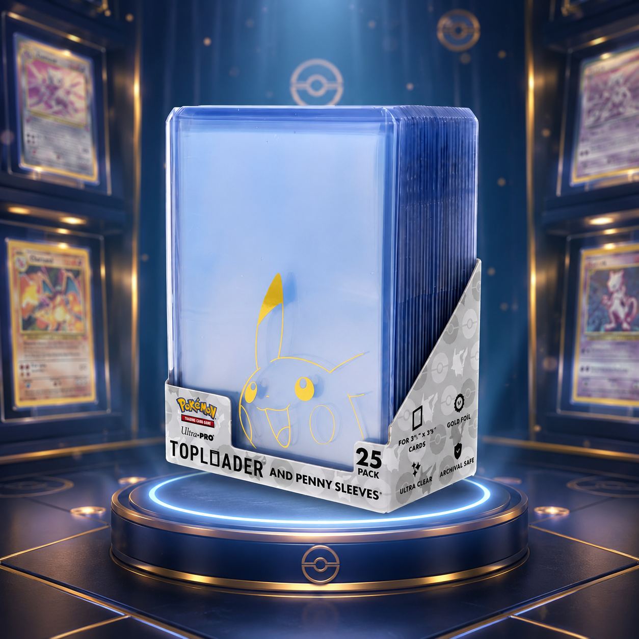 Ultra PRO Pokémon Pikachu Toploader & Penny Sleeves (25+25 db) – Pikachu Kártyavédő Szett