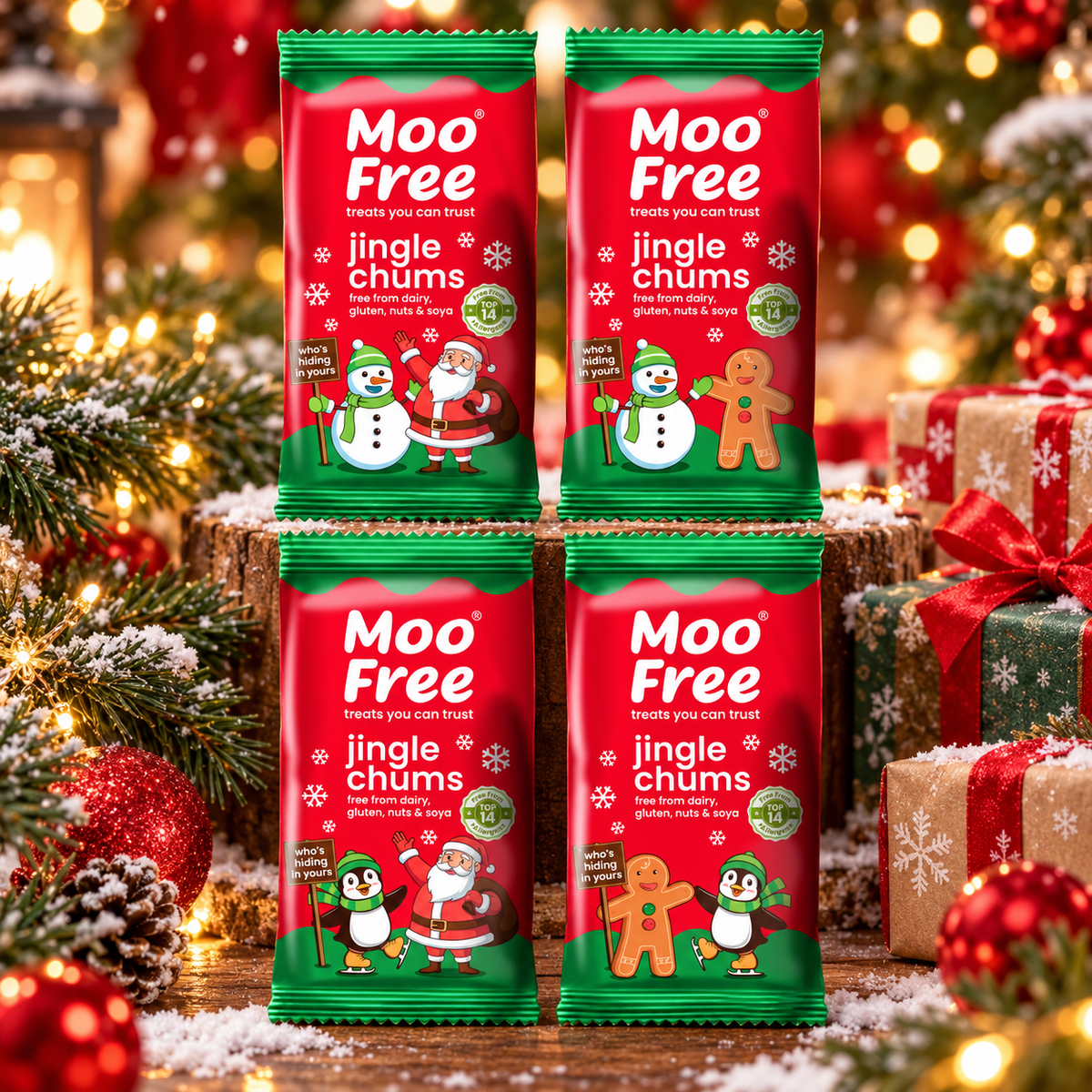 Moo Free Jingle Chums – Karácsonyi tejmentes csokoládé figura 15 g