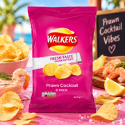 Walkers Prawn Cocktail 6 Pack 150 g - Garnélakoktél ízű burgonyachips 6 × 25 g