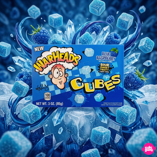 Warheads Extra Savanyú Kék Málna Ízű Rágós Cukorkakockák 85 g