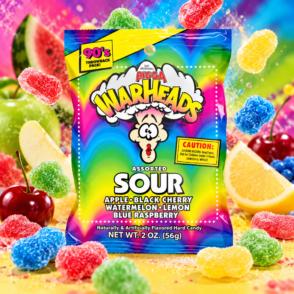 Warheads Extreme Sour Hard Candy – Extrém savanyú gyümölcsízű keménycukorka 56 g