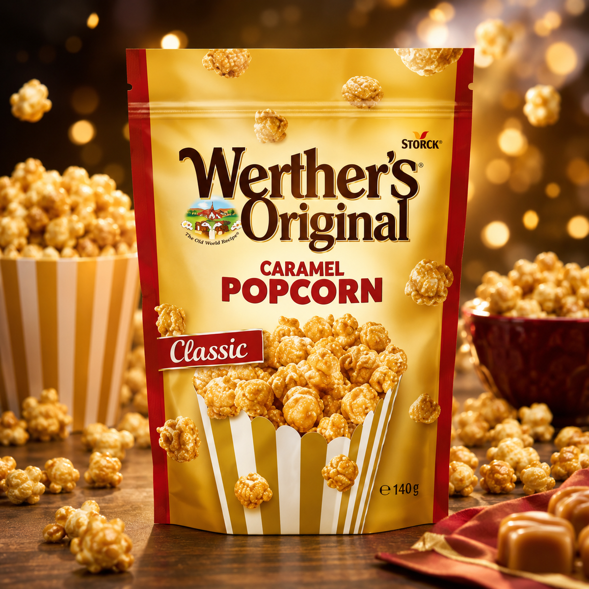 Werther's Original Caramel Popcorn tejszínes karamellbevonatu popcorn 140 g