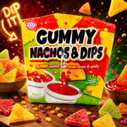 Zed Candy Gummy Nachos & Dips 51g – Gyümölcsízű Gumicukor Nachos Savanyú Szósszal