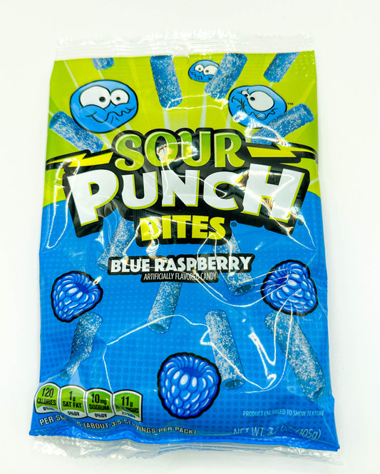 Sour Punch Bites Kék Málna ízű Savanyú Gumicukor 105g