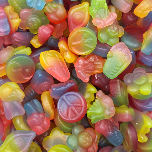 Peace & Love – Szivárványos Gyümölcsös Gumicukor 100g